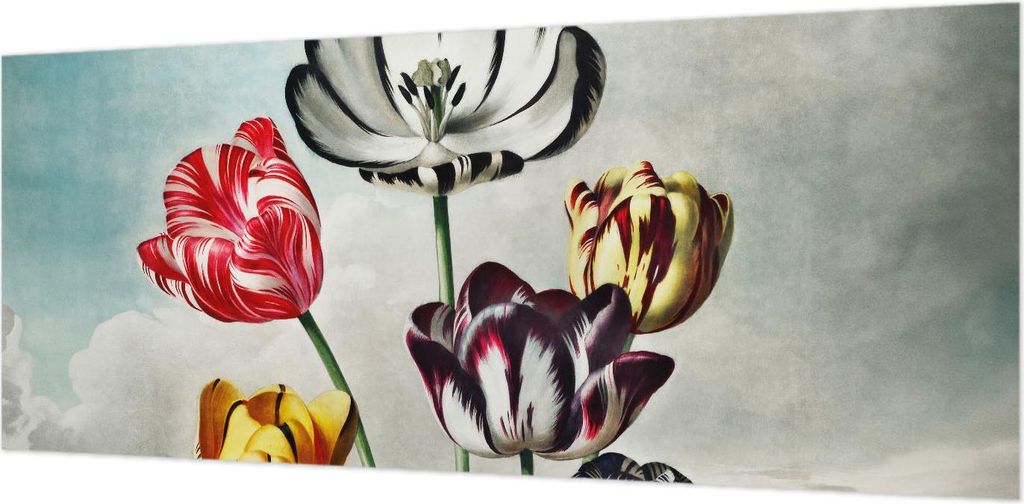 Wandtapete - Dekorative Tapete für Wohnzimmer- Tapetenfolie für Wanddekoration - 208x146 cm - Bunte Tulpen