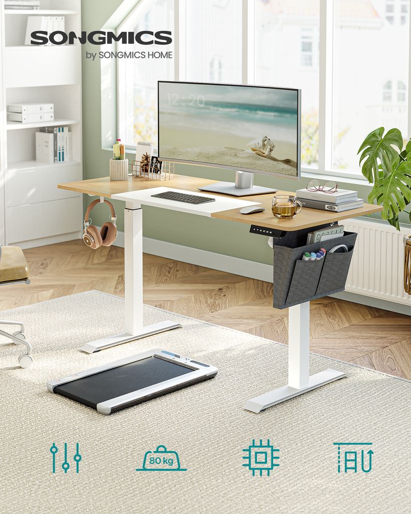 SONGMICS Výškově nastavitelný elektrický stůl 140 cm se 4 Obrázek produktu 