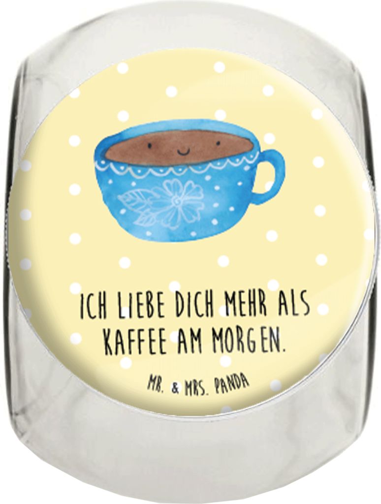 Mr. & Mrs. Panda Kaffeedose Kaffee Tasse L 870ml - Gelb Pastell - Geschenk, Vorratsbehälter, Geschmack, Liebe, Genuss, keksglas, Vorratsglas, Lust...