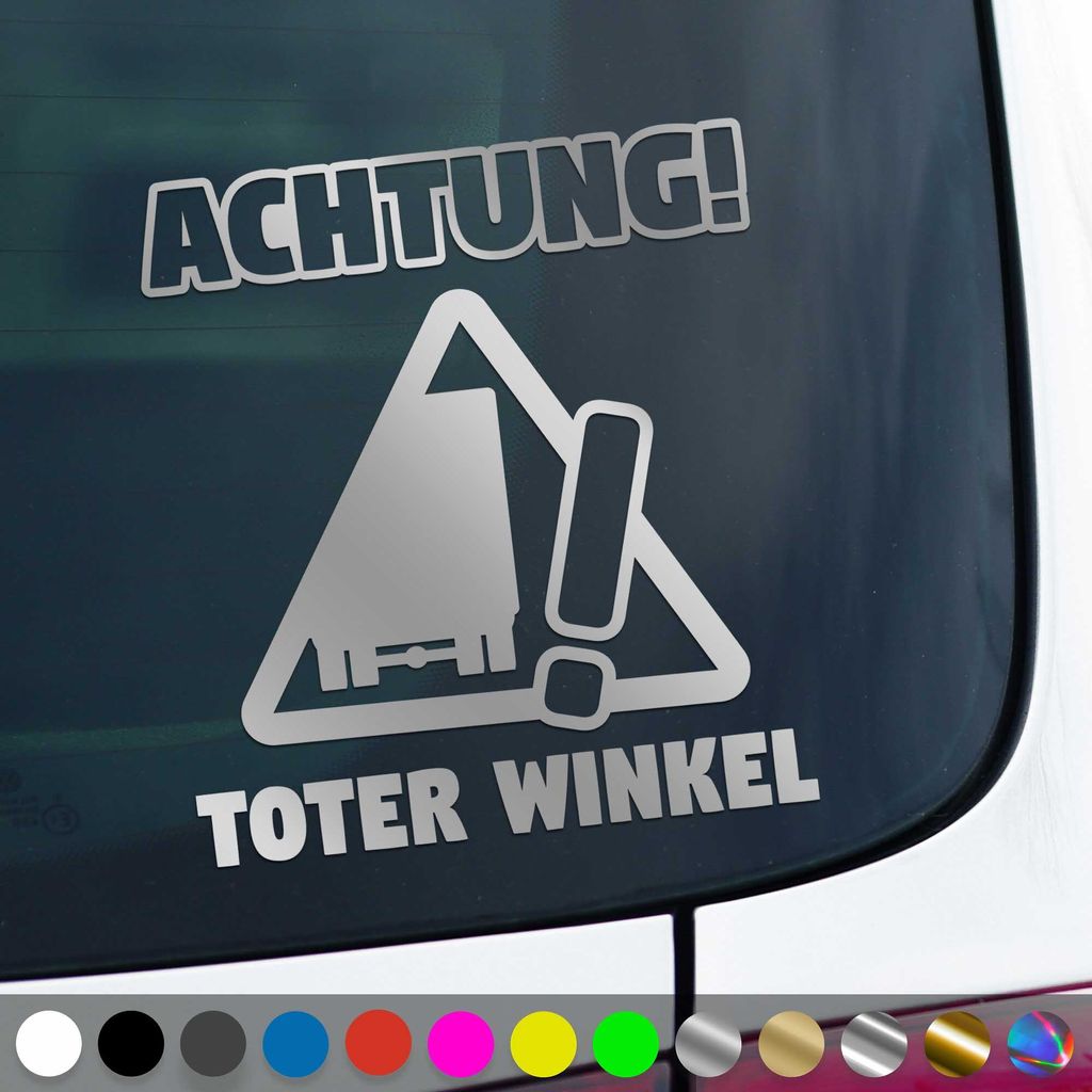 PantherPixel Toter Winkel Aufkleber Achtung Voricht Angles Morts Sticker Auto Geschenkidee Farbe Silber