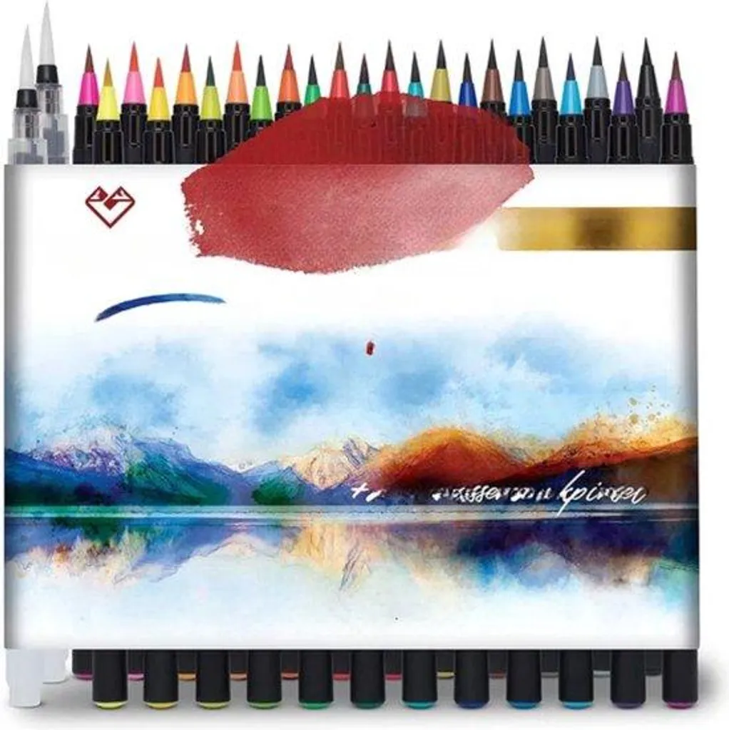Coffret de 24 crayons aquarellables et 2 stylos à eau pour calligraphie