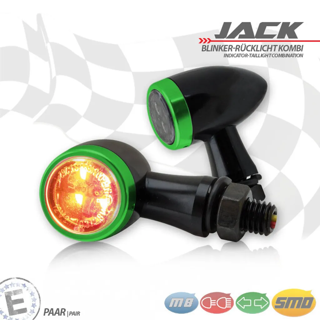 Clignotant SMD Jack noir alu M8 pour remplacer vos clignotants cassés
