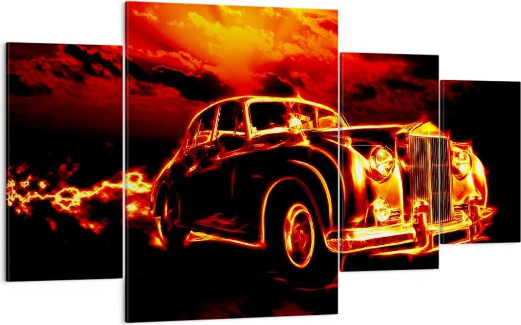 Bild auf Leinwand - Leinwandbild - Vögel Brücke Gebäude Auto - 160x90cm - Wand Bild - Wanddeko - Leinwanddruck - Bilder - Kunstdruck - Wanddekor...