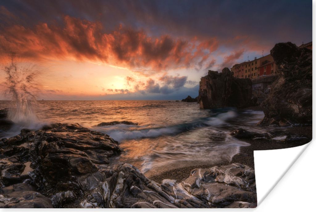 MuchoWow Poster Sonnenuntergang - Strand - Himmel 120x80 cm - Bilder