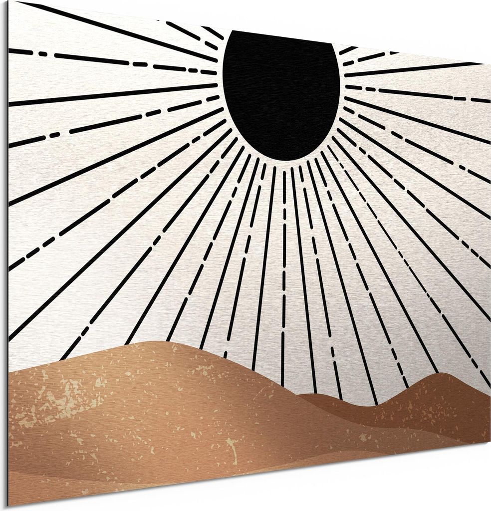 DEQORI Alu-Dibond Bild Silber 60x40 cm 'Der Wüstenzauber' Wandbild Metall dünn Design