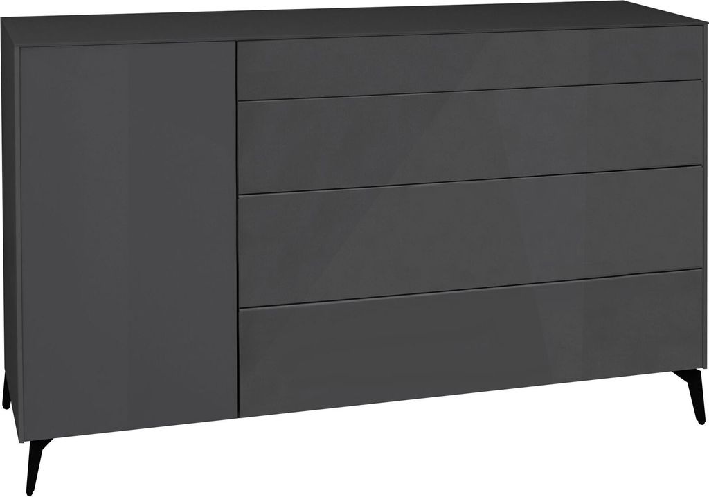Kommode Elfi 169x42x104 Hochglanz Anthrazit/Glas Anthrazit 14800-mf