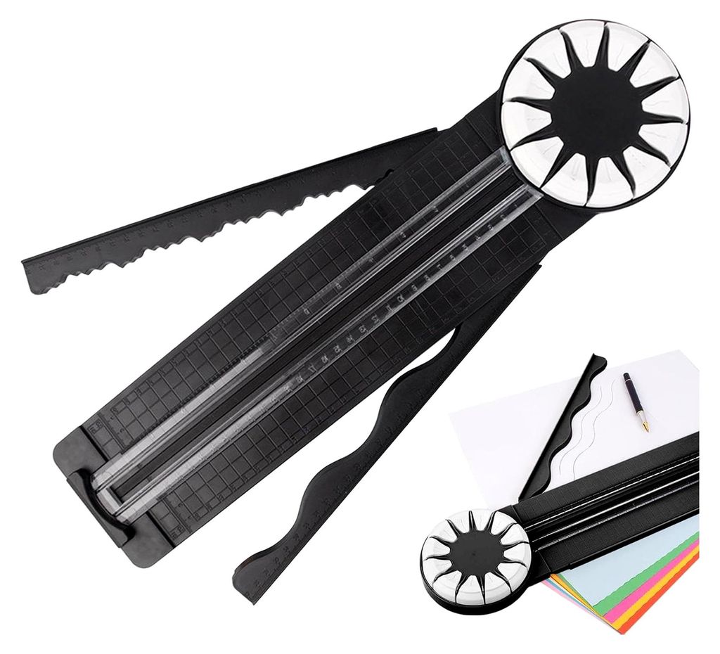 Papierschneider für Scrapbooking, 12-in-1 Schneidemaschine, Flexo Cutter, Schieber für Papierschneider, Zifferblattschneider für Papier mit Maß...