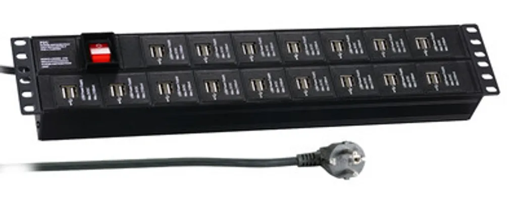 EFB Bandeau de Rack 19 pouces 2U 32 Ports USB A Noir Cordon 3m