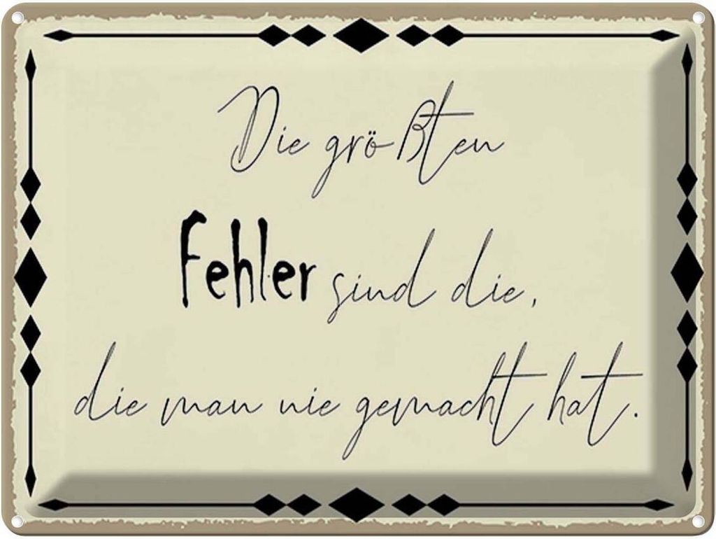vianmo Blechschild 30x40 cm die größten Fehler sind Spruch Zitat
