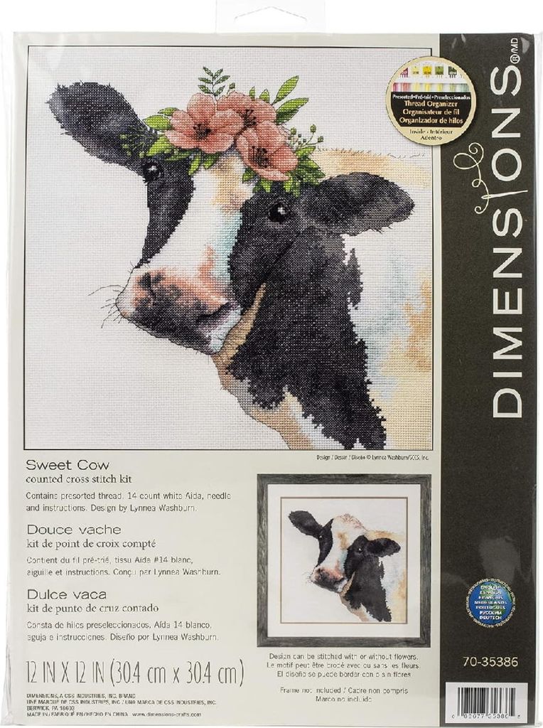Dimensions Kreuzstich Stickpackung "Süße Kuh", Zählmuster, Produktbild 
