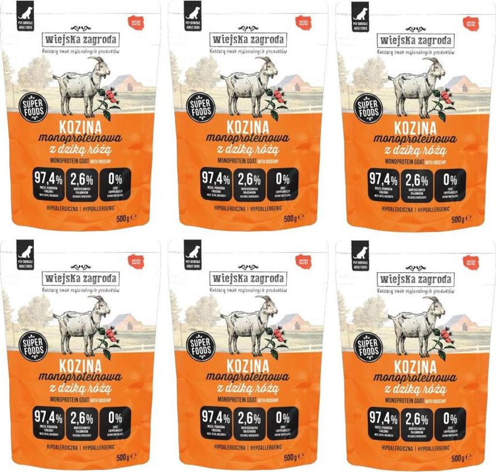 Wiejska Zagroda Nassfutter für Hunde Kozina Monoprotein 6x500g