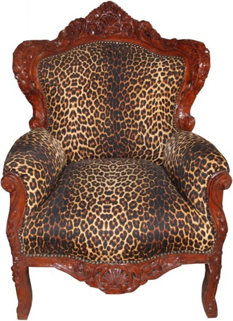 Casa Padrino Barock Sessel King Leopard / Braun 85 x 85 x H. 120 cm