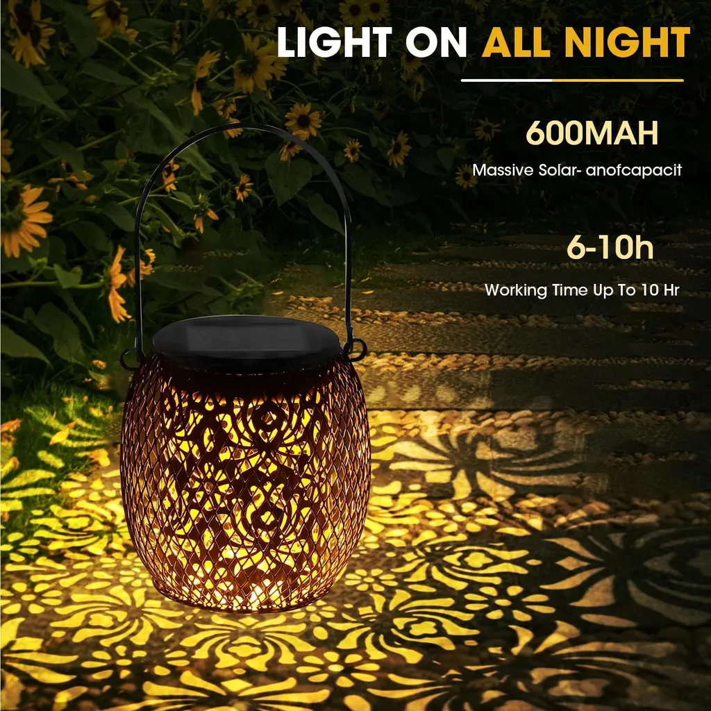 Lanternes de jardin solaires LED bleues IP65 - Éclairage décoratif lot de 2