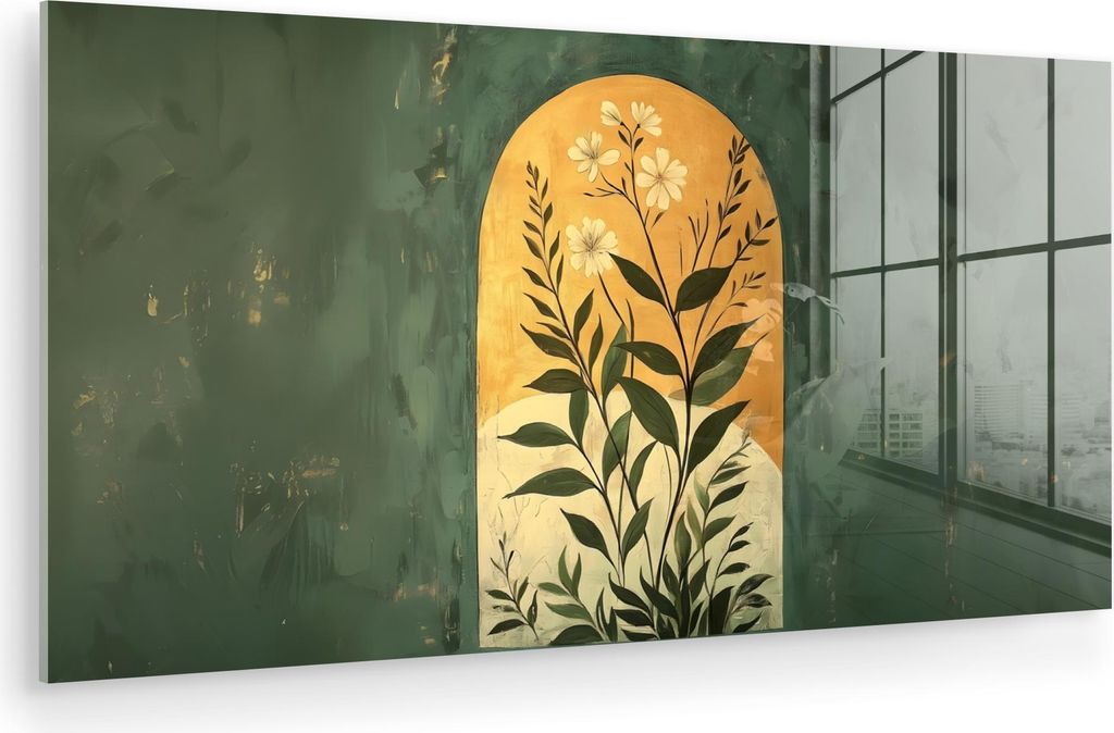 MuchoWow Glasbilder - Bilder auf Wandbild - Foto auf Glas Pflanze - Blumen - Weiß 120x60 cm Wanddekoration aus Glas - Acrylglasbild - Acrylbilder ...