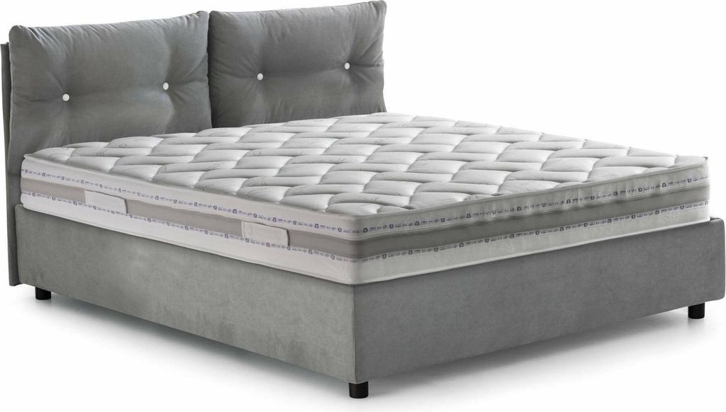 Doppelbett Petra, Containerbett mit Stoffbespannung, 100% Italy, Frontöffnung, inklusive Matratze Cm 160x200, Grau