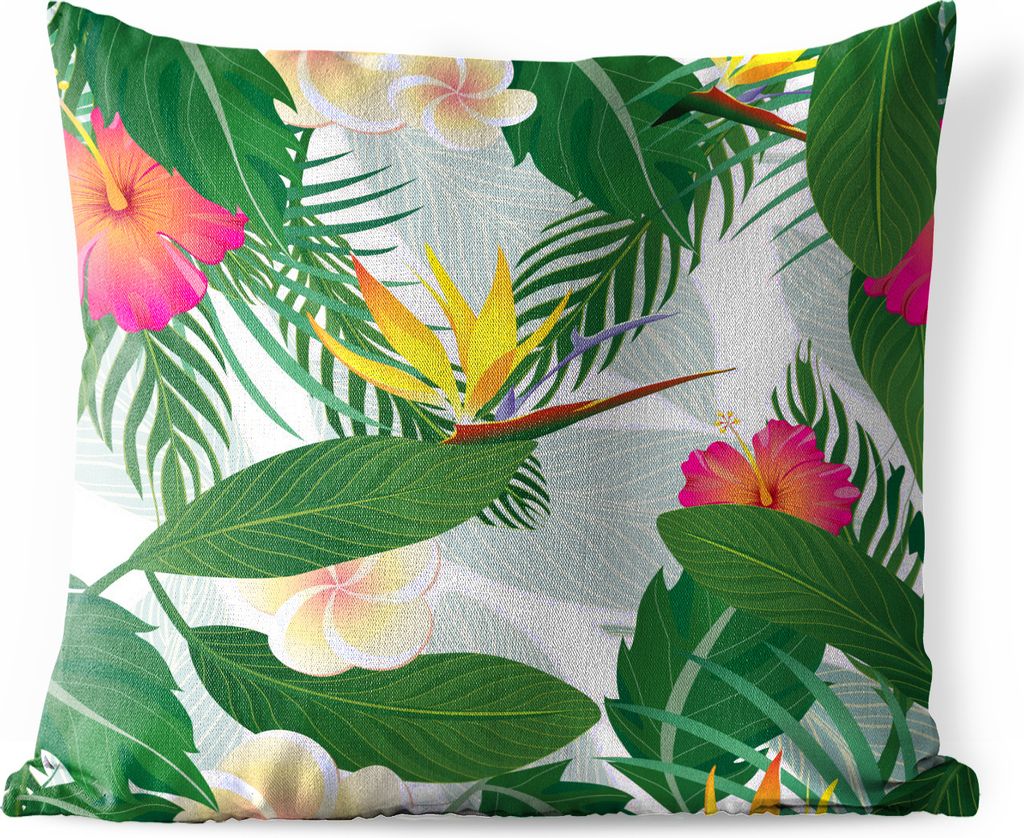 MuchoWow Outdoor Kissen - Ein tropisches Blumendesign Illustration - 40x40 cm - Wetterfest - Lounge Kissen - Kopfkissen - Interieur - Polster mit...