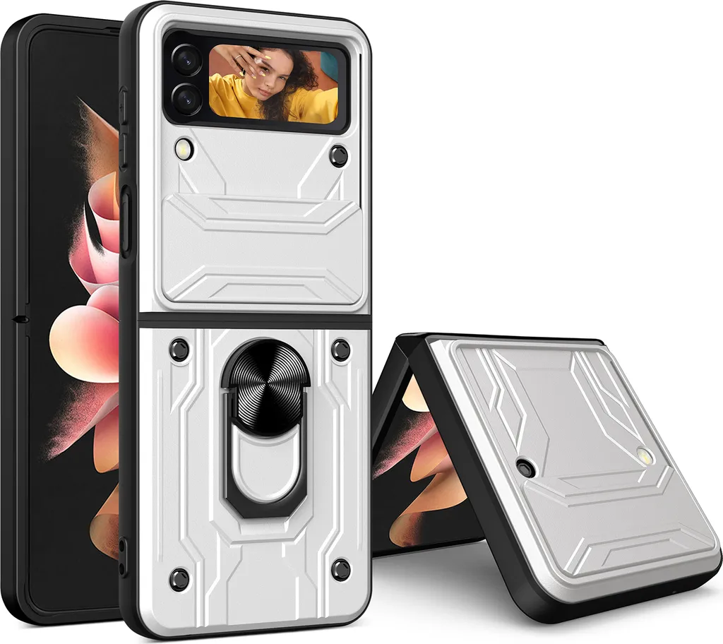 Custodia Professionale Samsung Z Flip 4 5G Argento Ibrida PC/TPU