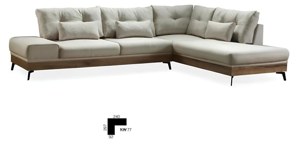 Möbel Ecksofa Holz Couch Wohnzimmer Sofa Couchen Sofas L-Form Möbel Eckgarnitur
