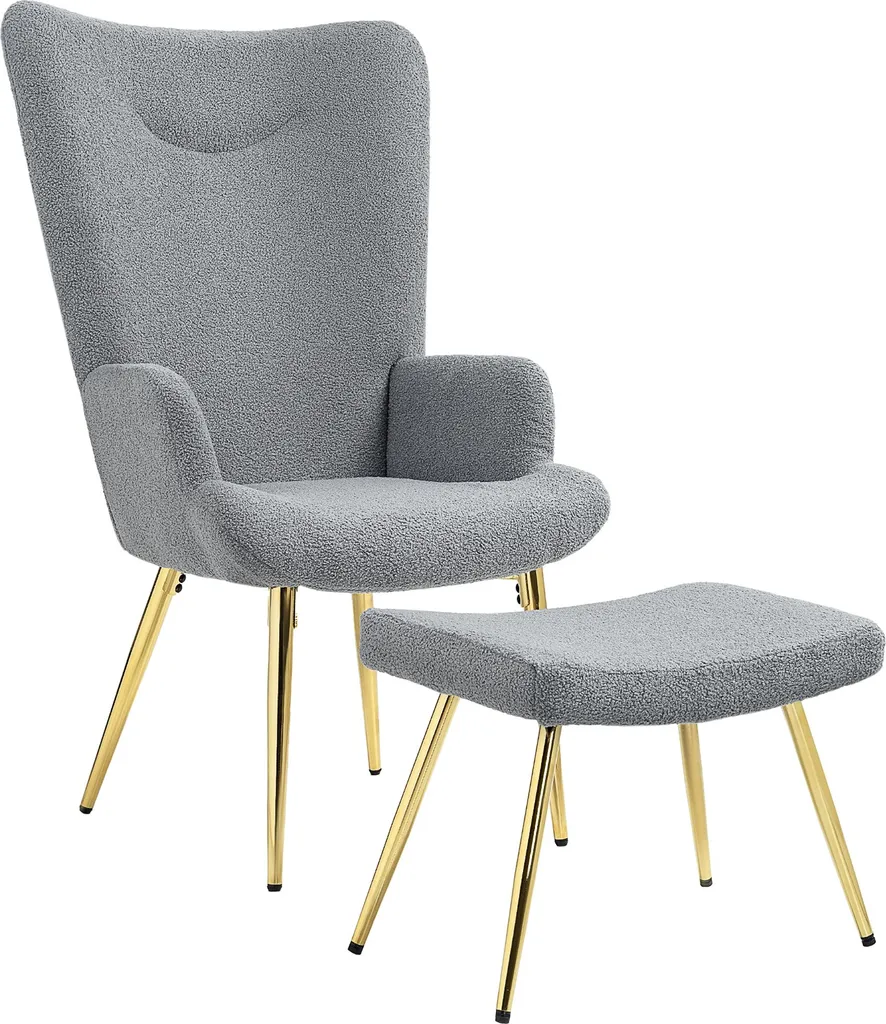 Fauteuil de Relaxation avec Repose-Pied pour Salon et Chambre Gris