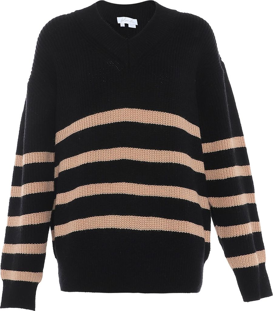 blonda damen pullover - schwarz beige, M/L