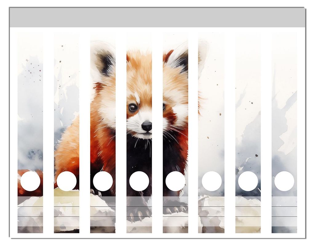 Wallario Ordnerrücken Sticker, selbstklebend für schmale Ordner, 8 Stück, Motiv Neugieriger Rotpanda