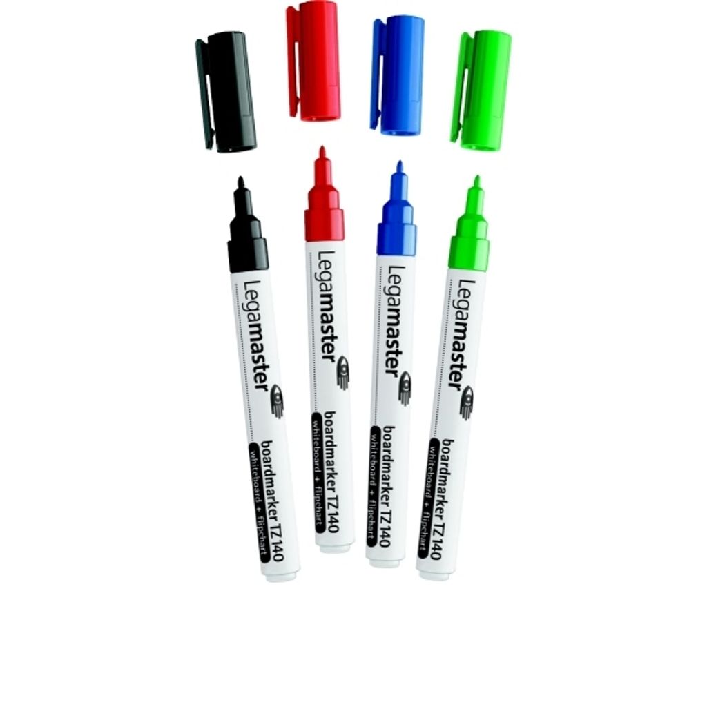 Legamaster TZ 140 Boardmarker sortiert 4St Set, 4 Stück(e), Schwarz, Blau, Grün, Rot, Feine Spitze, Mehrfarbig, Polypropylen (PP), Rund