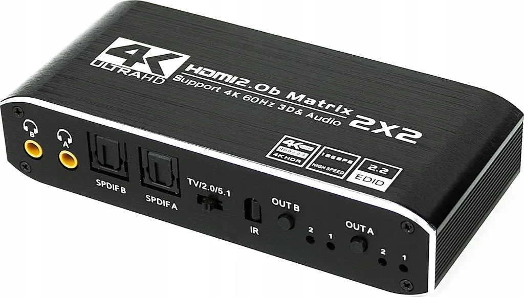 Matrix HDMI 2.0 4K HDR 2 entrées 2 sorties avec Extraction Audio Numérique