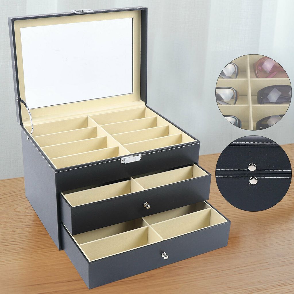 Schmuckkasten Uhrenbox Holz Schwarz Uhrenschatulle Sonnenbrille Brillenbox