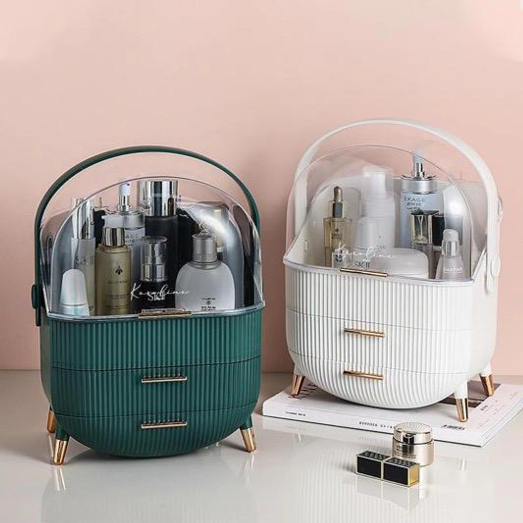 Karoline Beauty Make Up Kosmetik Organizer, Tragbare Schmink Aufbewahrung mit Staubdichtem Deckel,Skin Care Organizer,Schminke Aufbewahrungssystem