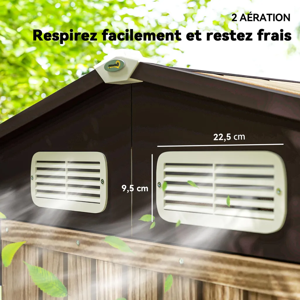 Abri à outils extérieur avec toit 2 pans et structure en acier galvanisé - 7