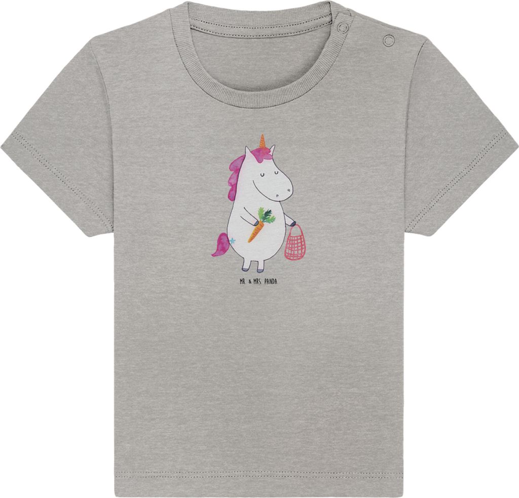 Mr. & Mrs. Panda Babyshirt Einhorn Gemüse 0. - 6. Monat - Heather Grey - Geschenk, T-Shirt, Baby Shirt, Wochenmarkt, Unicorn, Einhörner, Organic,...