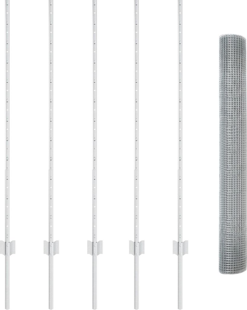Möbel Schweißdrahtzaun mit 10 U-Pfosten Silber 1,2x10 m Stahl - Zaunzubehör 3336332