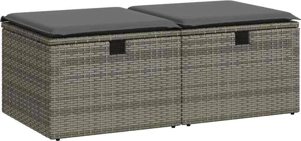 vidaXL Arredo Giardino Poly Rattan Grigio Set 2 Posti con Cuscini