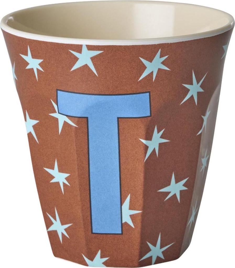 Rice Melamin Becher Medium Buchstaben Sterne T
