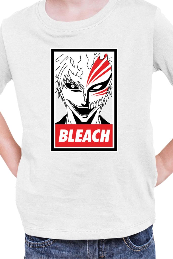 Kinder T-Shirt Manga Japan Anime Comics Animation Bleach 004, 9-11 Jahr - 140 / Weiß