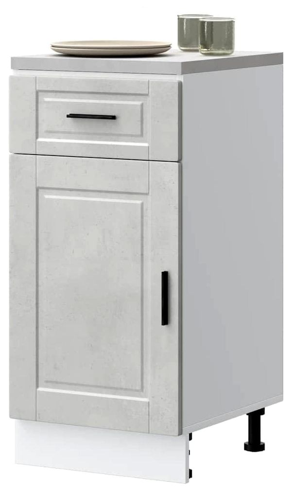 Tomostar Küchenunterschrank, Küchenschrank, Porto, grau, Beton, Holz, 40 x 46 x 81,5 cm