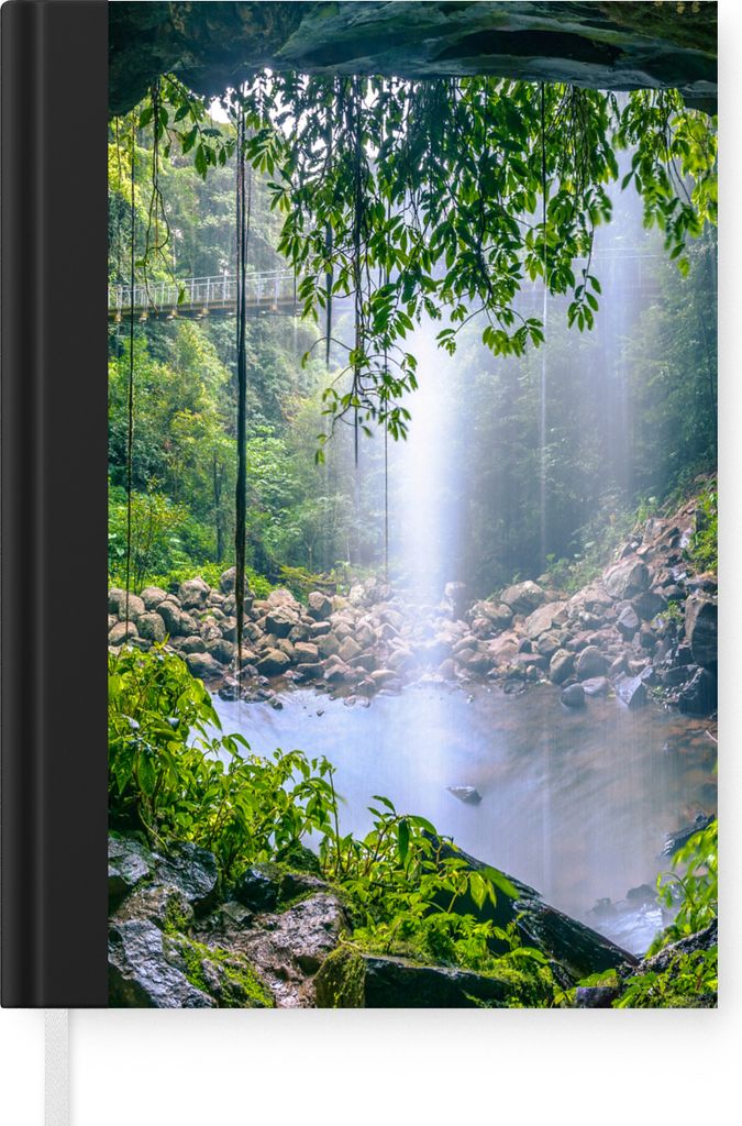 MuchoWow Notizbuch Tagebuch Haushaltsbuch Notebook A5 Dschungel - Regenwald - Wasser - Wasserfall - Pflanzen - Notizblock - Notizheft - Notebook ...