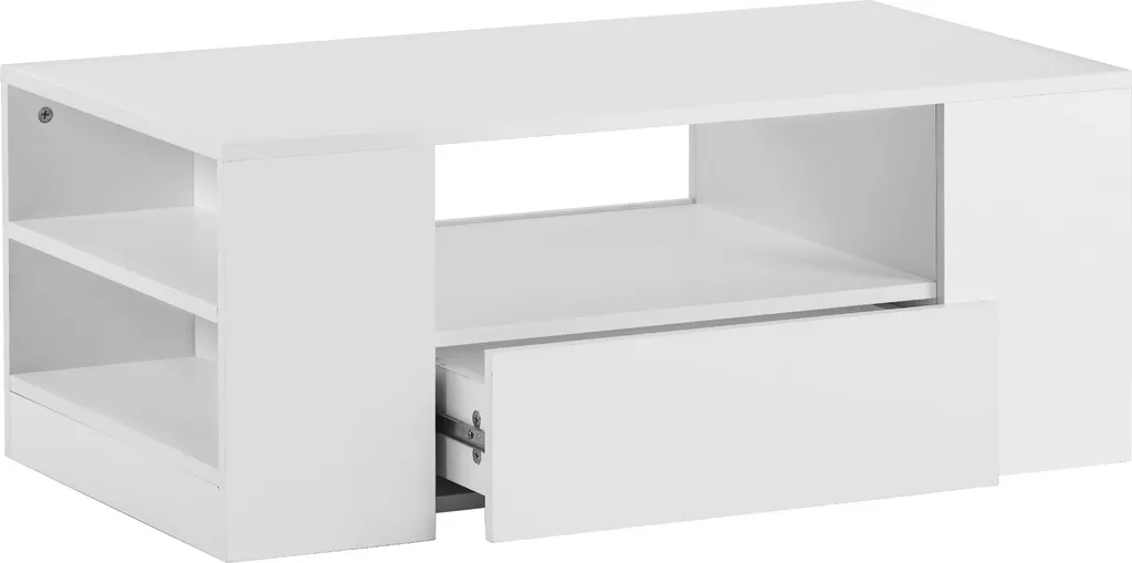 Petite table basse blanche avec tiroirs pour optimiser votre rangement