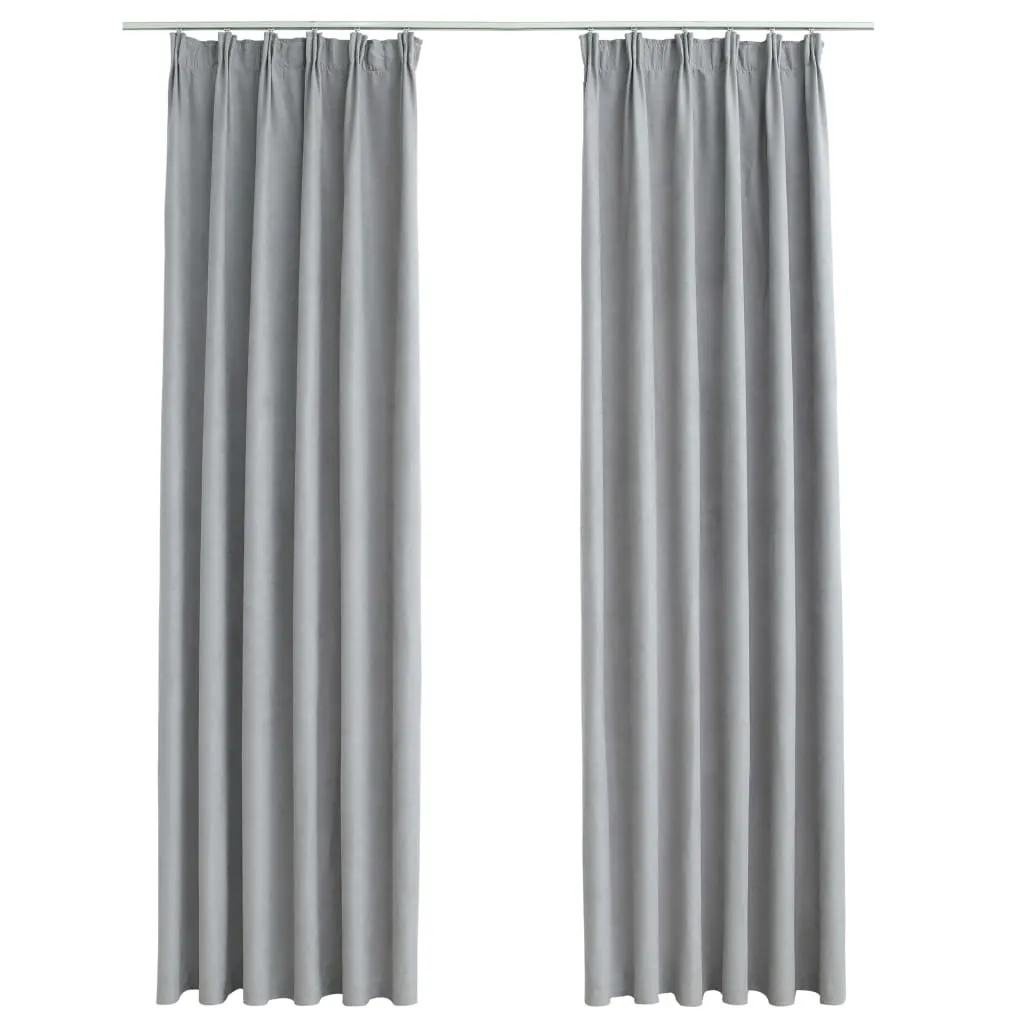 vidaXL Tende Oscuranti Grigie 140x225 cm con Ganci | Set 2 Pezzi