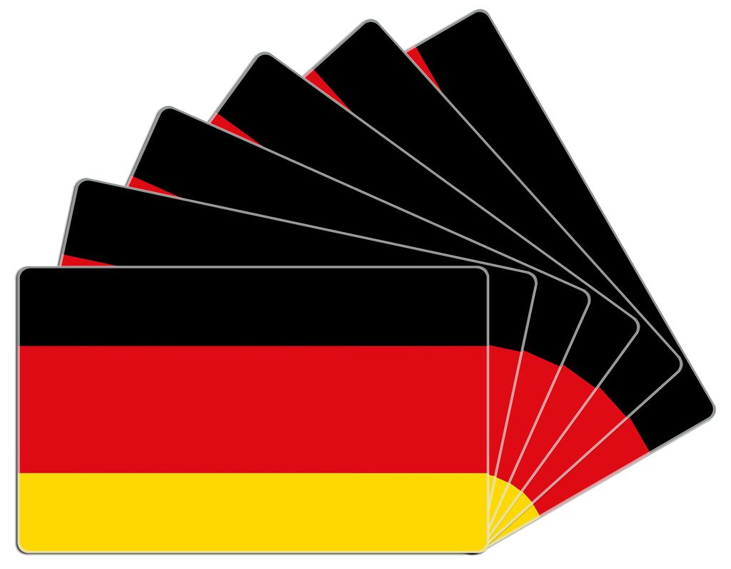 Wallario Frühstücksbrettchen 6er Set aus Glas, je 14 x 23 cm, mit rutschfesten Füßen, Motiv Deutsche Flagge