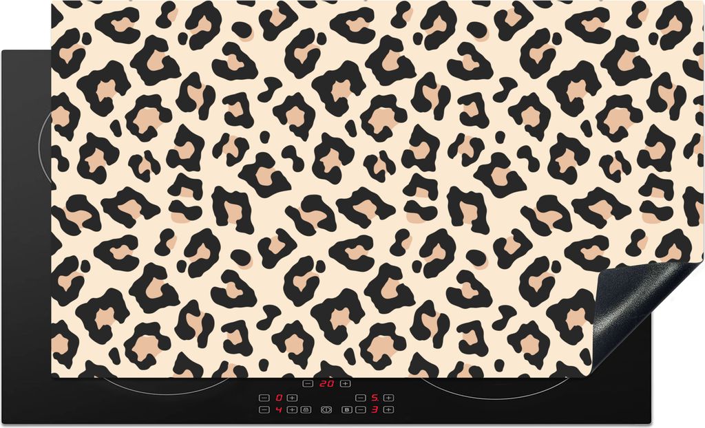 KitchenYeah Herdabdeckplatte Tierprint - Pantherprint - Rosa , 91x52cm, Küche Deko, Glaskeramikkochfeld Herdabdeckung, Abdeckplatte fùr Kochfeld