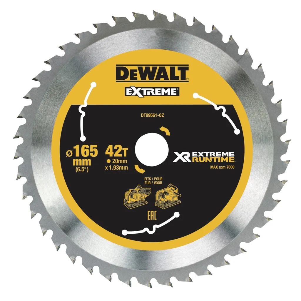 DeWalt DT99561-QZ Extreme Runtime 165mm: Lama Circolare per Legno XR