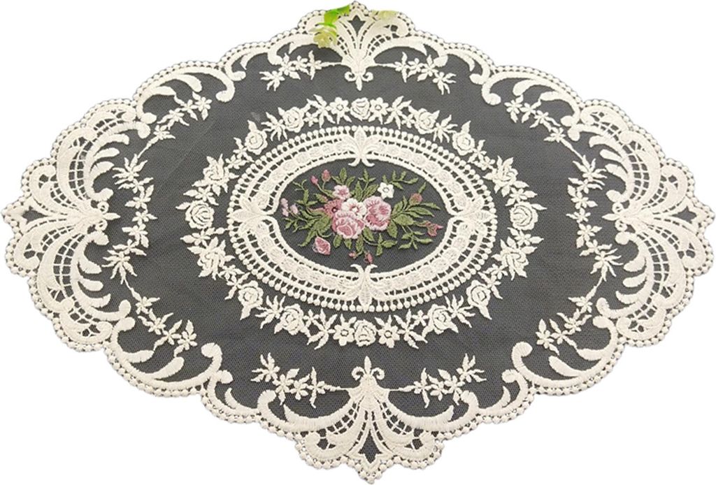 Tischset mit bestickter Spitze, Retro-Stil, französisches Häkeldeckchen, handgefertigt, Tischset mit Blumenstickerei, für Zuhause, Abendessen, P...