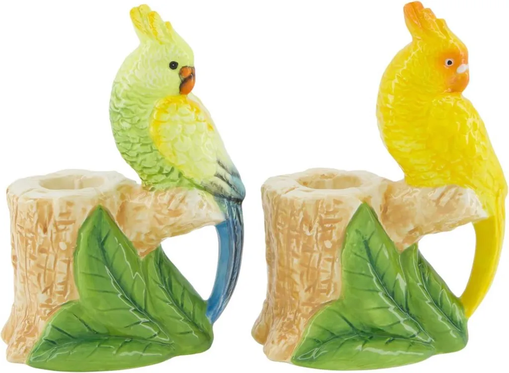 Chandelier exotique en céramique Oiseaux artisanaux Boho 14,5cm lot de 2