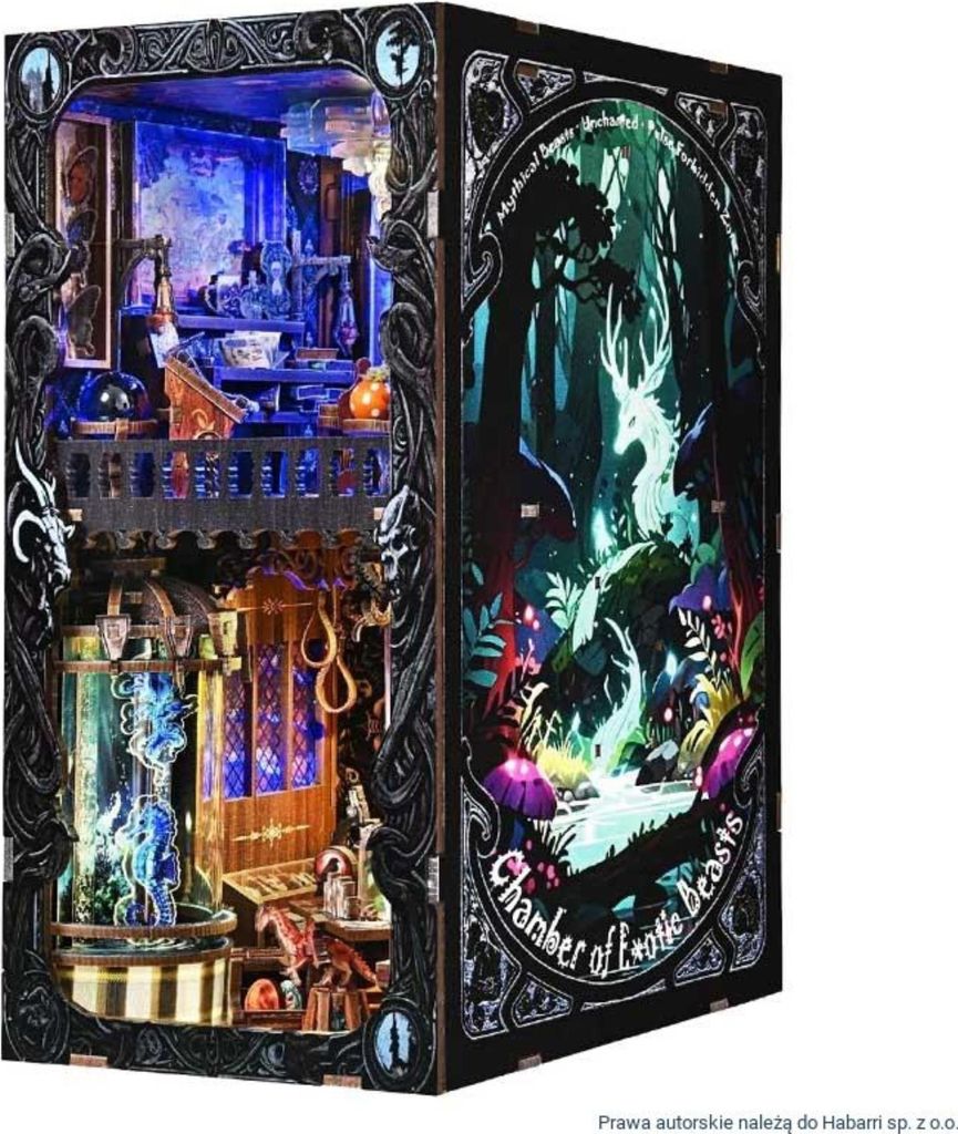 Habarri | DIY Book Nook - Die Kammer der exotischen Tiere - Puzzle 3D - Miniatur Haus Kit mit Möbeln und LED-Licht - Buch Ecke Kit