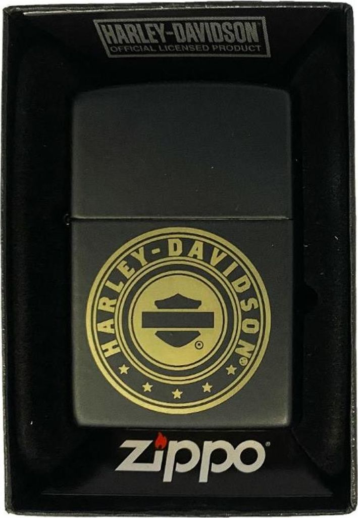 Zippo Benzin-Feuerzeug schwarz, mit Harley- Davidson Logo, unbefüllt