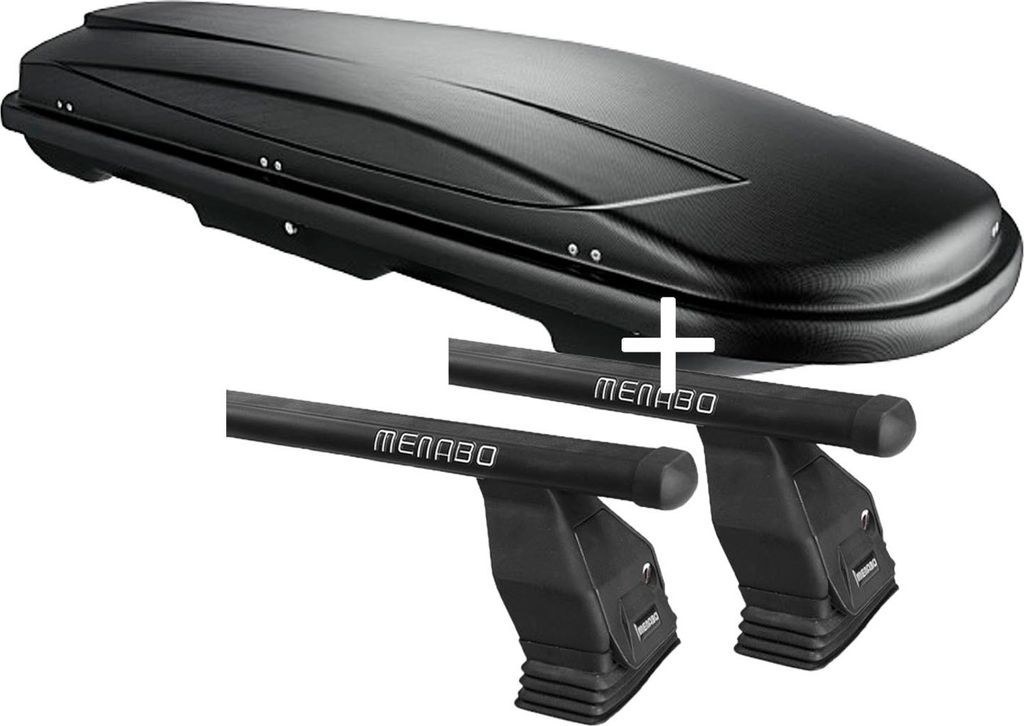 Dachbox VDPJUXT500 500 Liter abschließbar schwarz + Dachträger Tema kompatibel mit Mercedes GLC (C253) Coupé 5 Türer 15-20