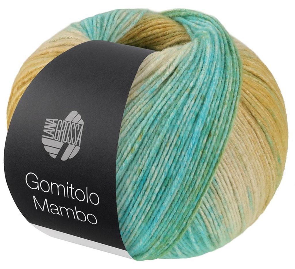 Lana Grossa - Gomitolo Mambo 2040 türkis frühlingsgrün grünbeige maisgelb