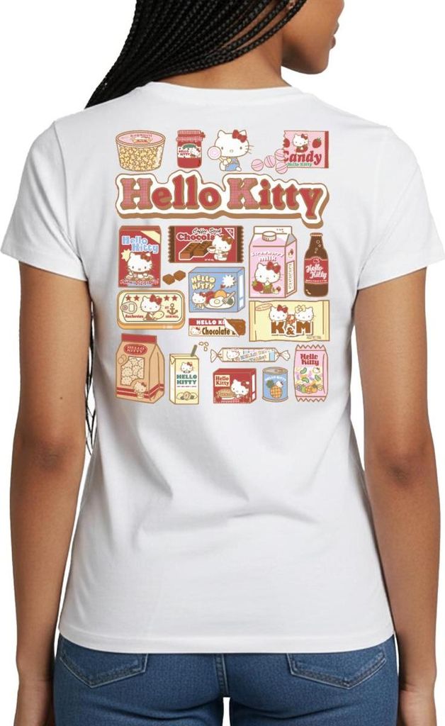 Spreadshirt Hello Kitty Snack Collage Frauen T-Shirt, L, Weiß
