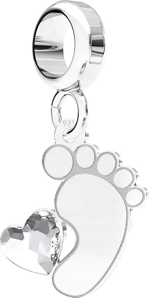 Ciondolo a forma di piede in argento Swarovski con piede di cristallo bambino ARGENTO 925